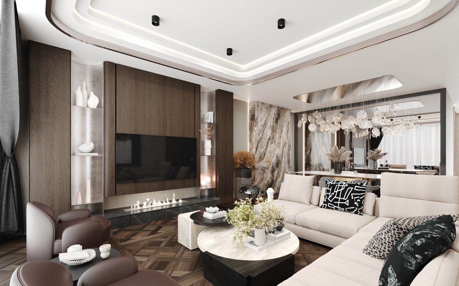 Villa zemin kat salon detay